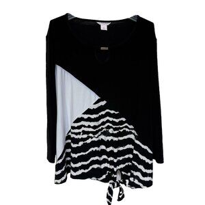 Allison Daley Womens 2X Top Shirt Tunic Artsy 3/4 Sleeve Metal Accents